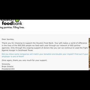 Donations from PM Sales to the Houston Food Bank!